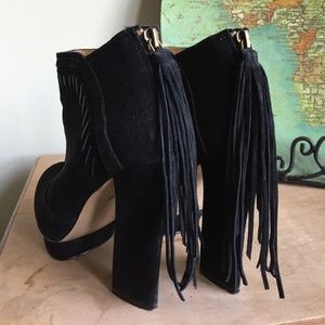 Suede Fringe Platform booties